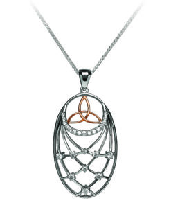 Silver Trinity Interlaced Pendant with Stone Set Chain