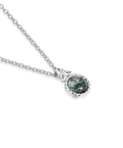 Silver Moss Agate Trinity Pendant Chain - Image 2