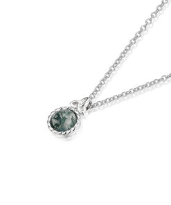 Silver Moss Agate Trinity Pendant Chain - Image 3