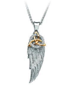 Silver Trinity & Circle Pendant on Angel Wings Chain