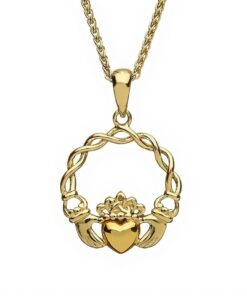 14K Gold Vermeil Claddagh Knotwork Pendant Chain