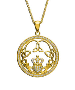 Claddagh & Trinity Pendant with Rose Gold Cuffs Chain - Image 2