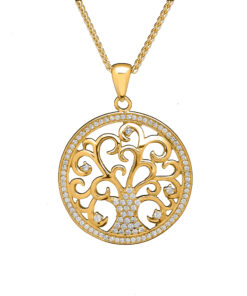 Silver Tree of Life Pendant with Stone Set Chain - Image 2