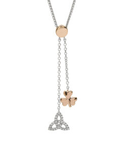 Silver & Gold Plated Shamrock Trinity Pendant Chain