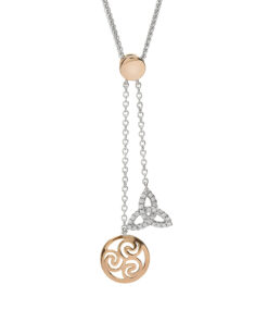 Silver & Gold Plated Spiral Trinity Pendant Chain