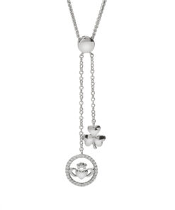 Silver & Gold Plated Shamrock Claddagh Pendant Chain