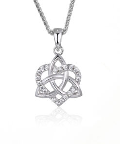Silver Trinity with Heart Stone Set Pendant Chain