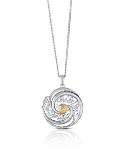 Silver Solstice Pendant Swirls with 18K Bead Chain