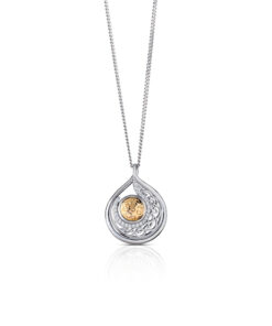Silver Solstice Pendant Teardrop with 18K Bead Chain