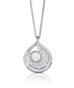 Silver Arian Pendant Teardrop with White Pearl Chain