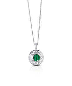 Silver Celtic Knot Pendant with Malachite Chain