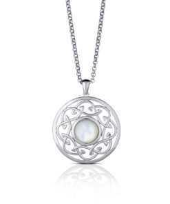 Silver Arian Pendant Celtic Knot with White Pearl Chain