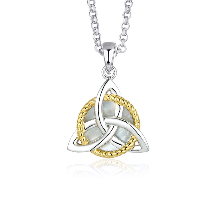 Silver Trinity & Circle - Mother of Pearl Pendant Chain