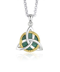 Silver Trinity & Circle - Malachite Pendant Chain