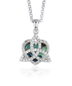 Silver Trinity CZ & Heart - Abalone Pendant Chain