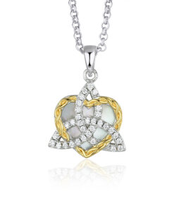 Silver Trinity CZ & Heart - Mother of Pendant Chain