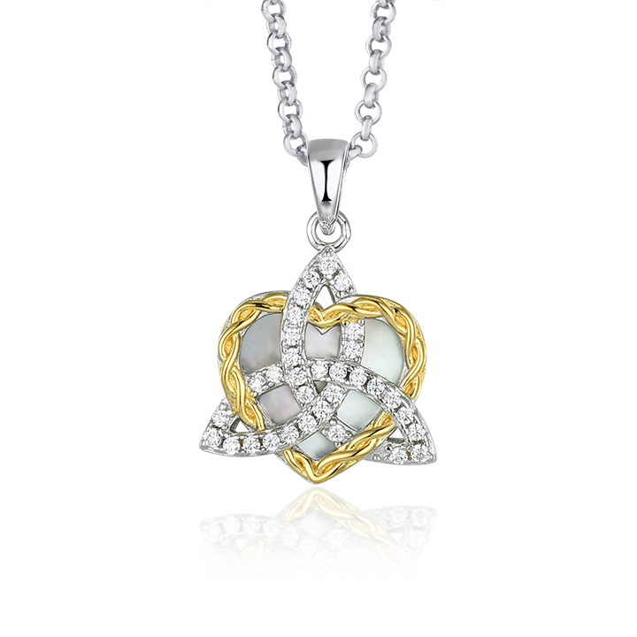 Silver Trinity CZ & Heart - Mother of Pendant Chain