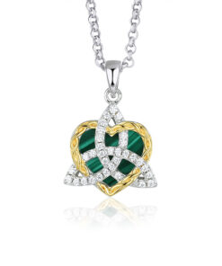 Silver Trinity CZ & Heart - Malachite Pendant Chain
