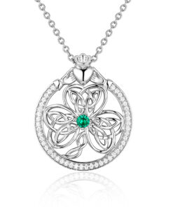 Silver Shamrock Claddagh Pendant Chain