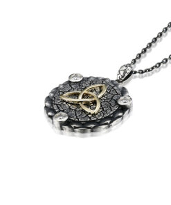 Echos - Large Silver & Solid 10K Gold Trinity Pendant Chain - Image 2