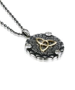 Echos - Large Silver & Solid 10K Gold Trinity Pendant Chain - Image 3