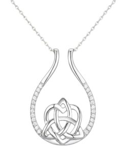 Silver Ring Holder Pendant - Trinity & Heart Chain