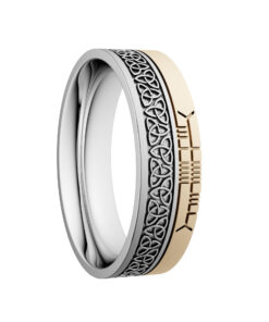 Trinity Knot Wedding Ring 7.2 mm with Ogham Design - Image 5