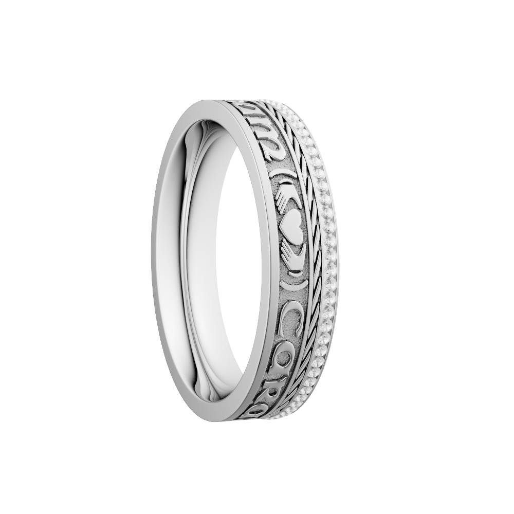 Mo Anam Cara “Soul Mate” Diamond Rail Narrow Wedding Ring