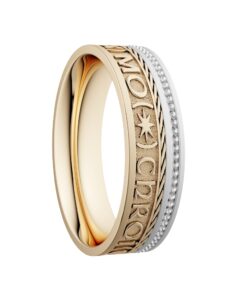 Alternative view of Grá Geal Mo Chroí “Bright Love of My Heart” Diamond Rail Wedding Ring 7.2mm