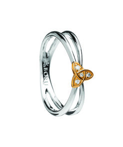 10K Celtic Trinity Split Silver Band with Stone Set