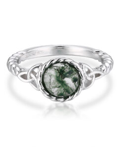 Silver Moss Agate Ring