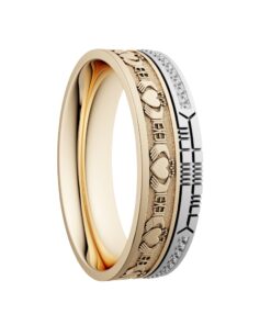 Alternative view of Claddagh Diamond Rail Wedding Ring 7.2mm