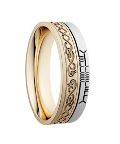 LeCheile Wedding Ring 7.2mm with Ogham Design - Image 4