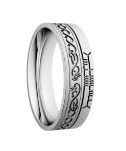 LeCheile Wedding Ring 7.2mm with Ogham Design - Image 3