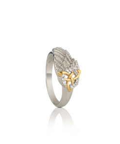 Silver & Gold Plated Trinity Angel Wing Ring