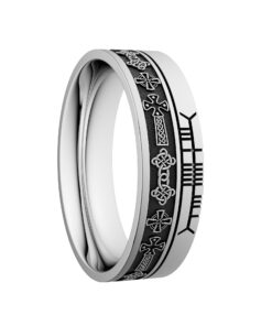 Celtic Cross Wedding Ring 7.2mm with Ogham Design