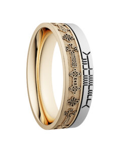 Celtic Cross Wedding Ring 7.2mm with Ogham Design - Image 4