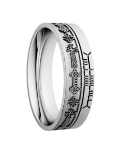 Celtic Cross Wedding Ring 7.2mm with Ogham Design - Image 3