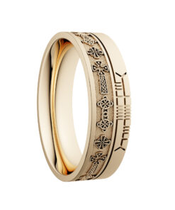 Alternative view of Celtic Cross Wedding Ring 7.2mm with Ogham Design