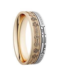 Alternative view of Celtic Cross Diamond Rail Wedding Ring 7.2mm