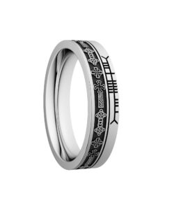 Celtic Cross Wedding Ring 5.2mm with Ogham Design