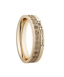Alternative view of Celtic Cross Wedding Ring 5.2mm with Ogham Design