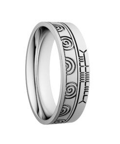 Newgrange Wedding Ring 7.2mm with Ogham Design - Image 3