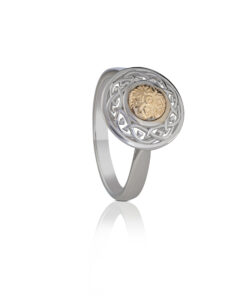Silver Solstice Ring Celtic Knot with 18K Bead