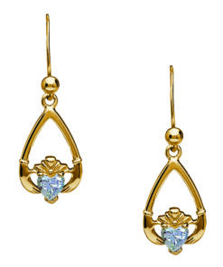 April-Cubic Zirconia Birthstone Claddagh Earrings Chain - Image 3