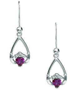 Alternative view of June-Alexandrite Birthstone Claddagh Earrings Chain