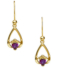 June-Alexandrite Birthstone Claddagh Earrings Chain - Image 4