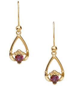 June-Alexandrite Birthstone Claddagh Earrings Chain - Image 5