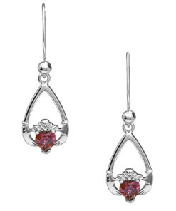 June-Alexandrite Birthstone Claddagh Earrings Chain - Image 3