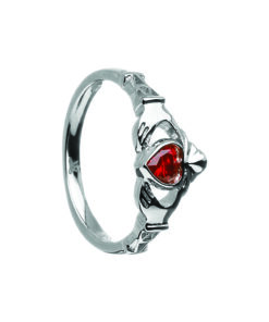Alternative view of January-Garnet Birthstone Claddagh Ring